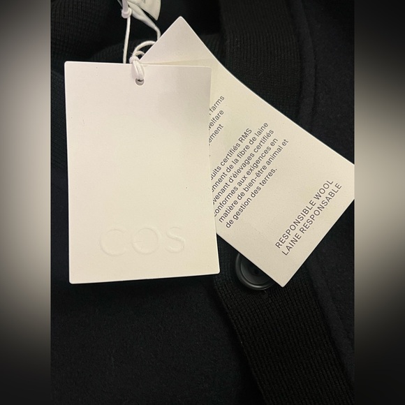 COS Colour-Block Panelled Wool Cardigan Dark Blue Black Size Small Mens New - Picture 8 of 16